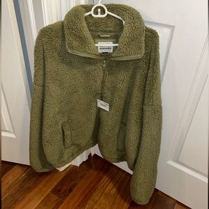 American Eagle Olive Green Teddy Jacket